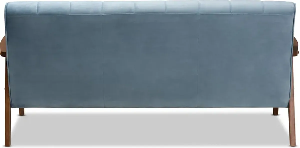 Belinda Sofa - Light Blue/Walnut