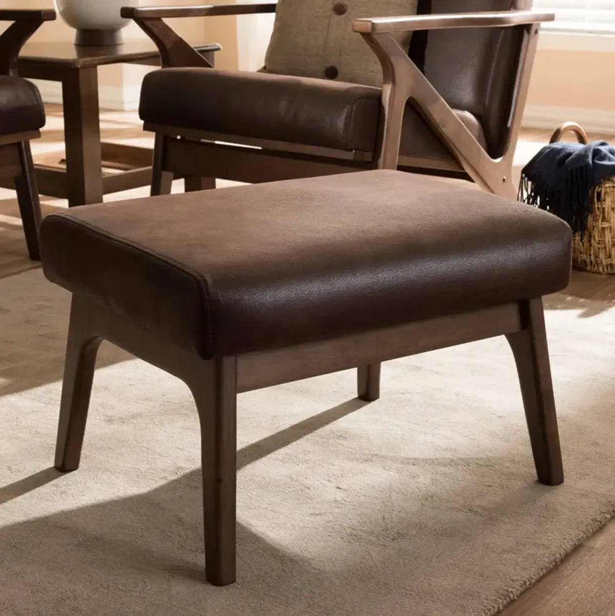 Andrea Ottoman - Dark Brown/Walnut Brown