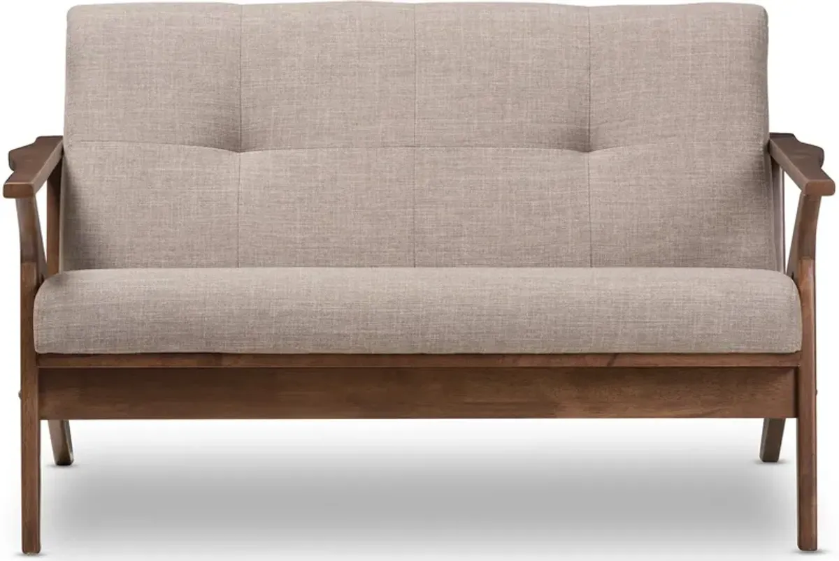 Andrea Loveseat - Light Grey/Walnut Brown