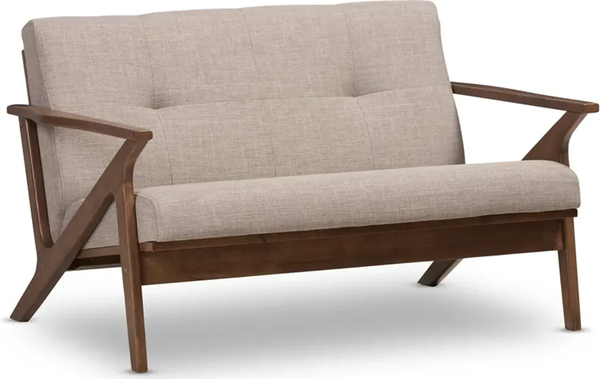 Andrea Loveseat - Light Grey/Walnut Brown