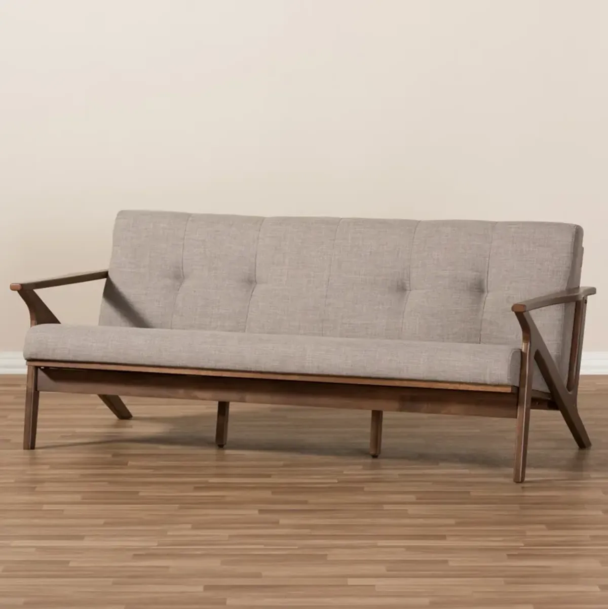 Andrea Sofa - Light Grey/Walnut Brown