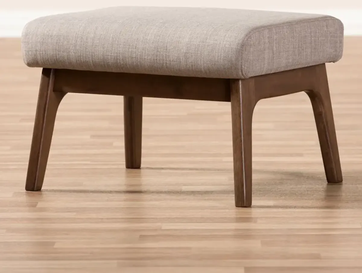 Andrea Ottoman - Light Grey/Walnut Brown