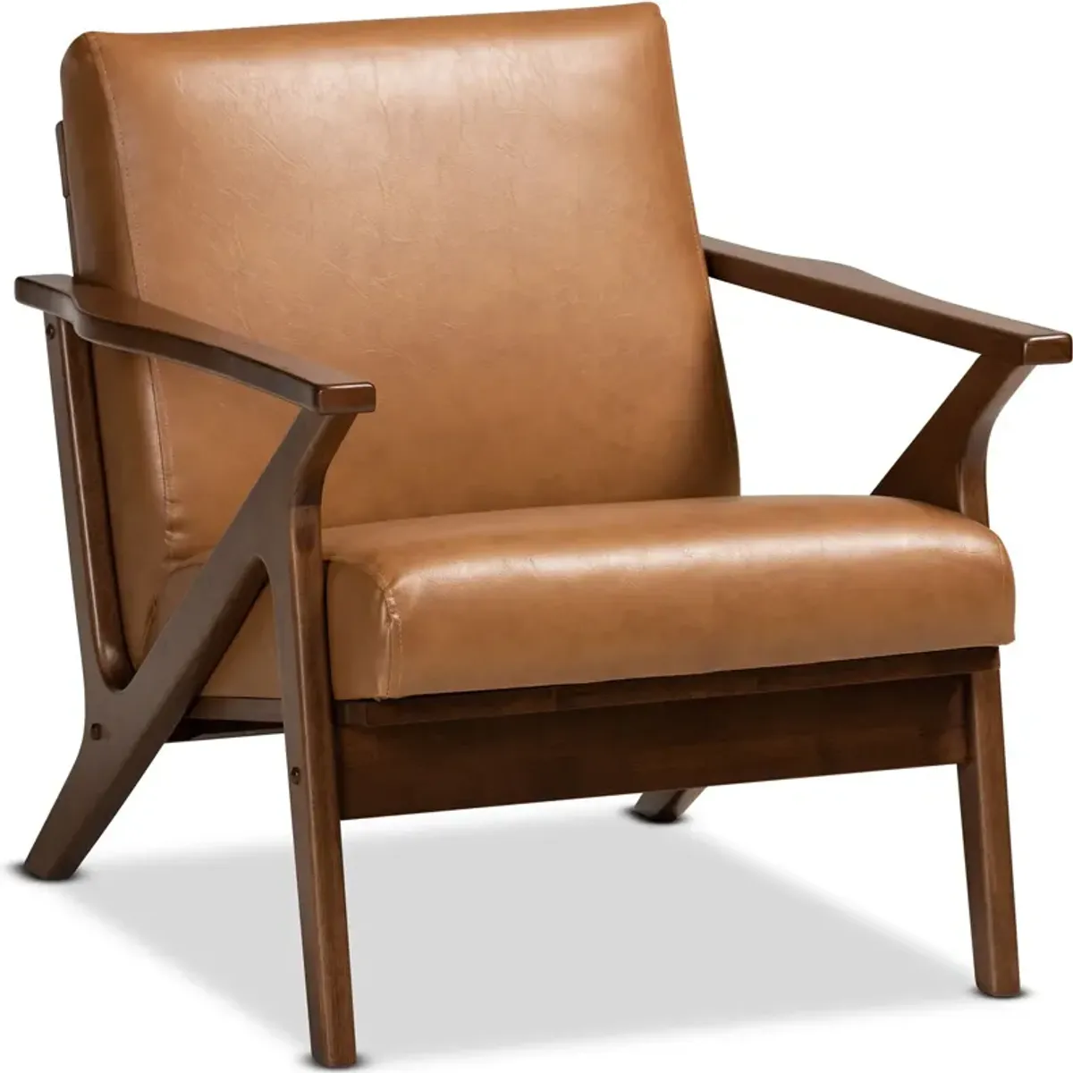 Andrea Accent Chair and Ottoman - Tan/Walnut Brown