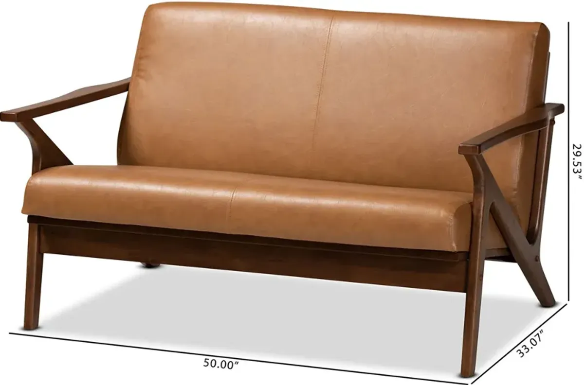 Andrea Loveseat - Tan/Walnut Brown