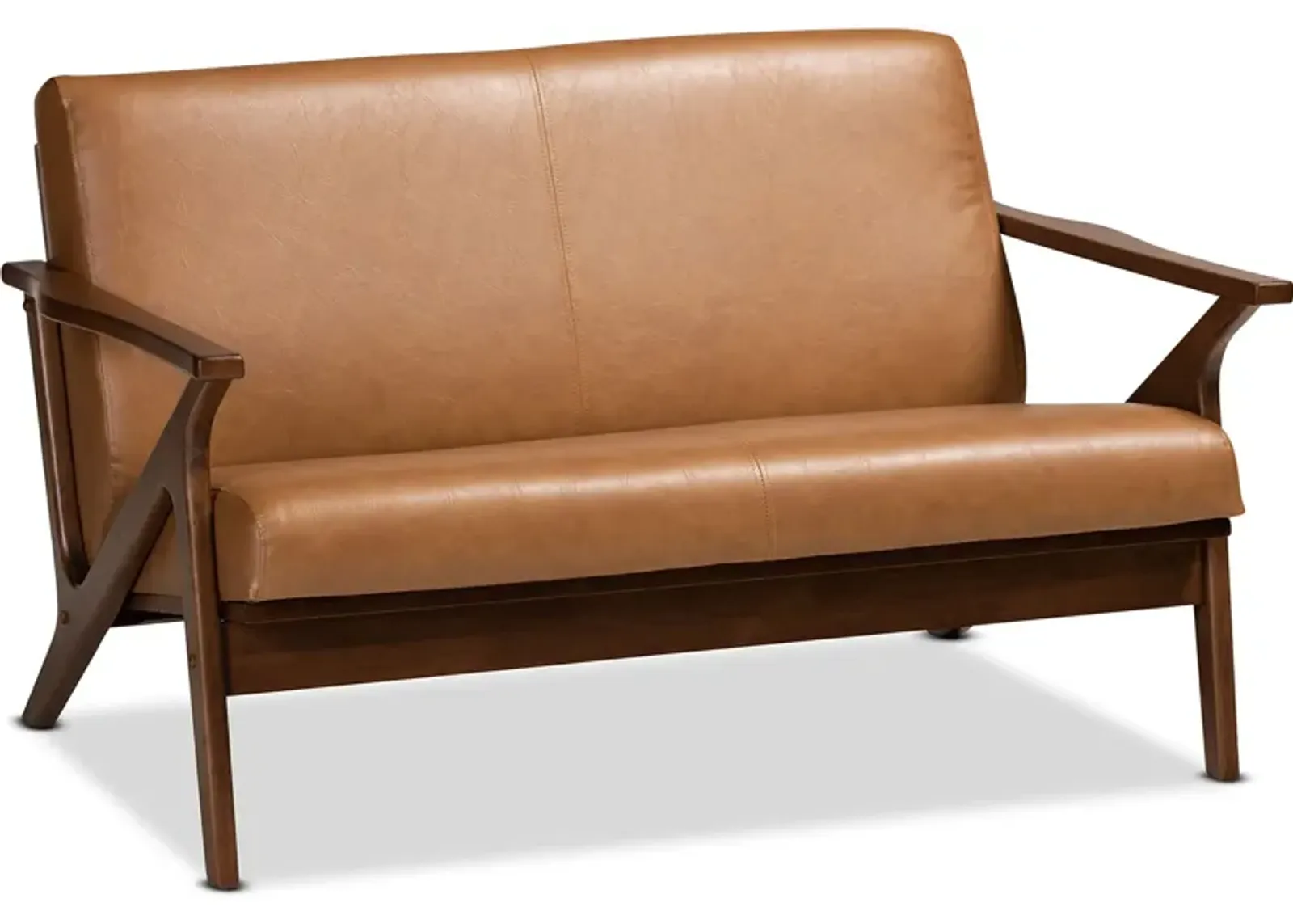 Andrea Loveseat - Tan/Walnut Brown