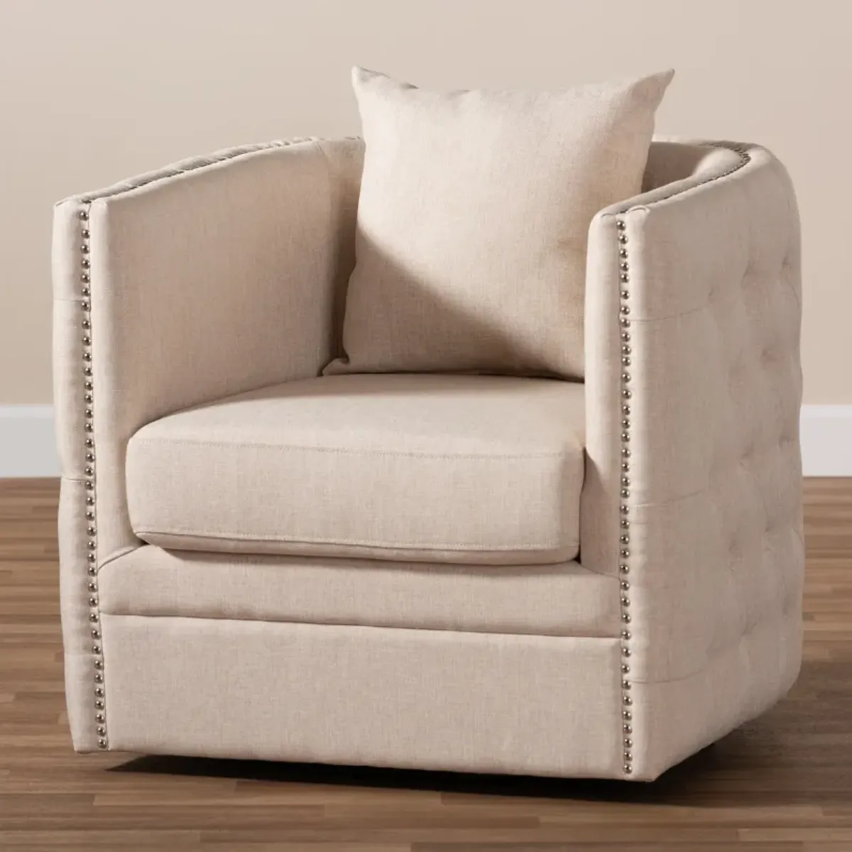 Matthias Swivel Accent Chair - Beige