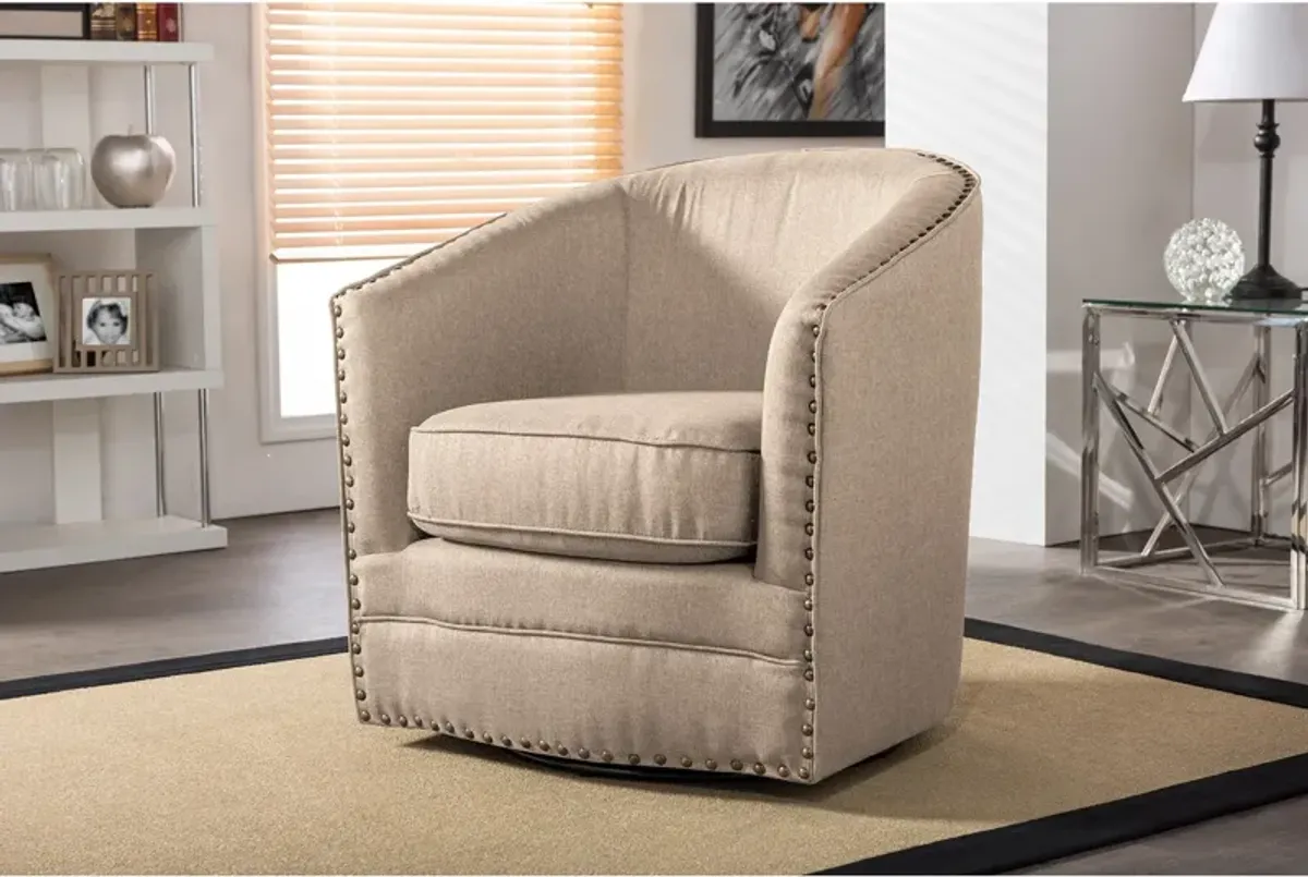 Maximilian Swivel Accent Chair - Beige