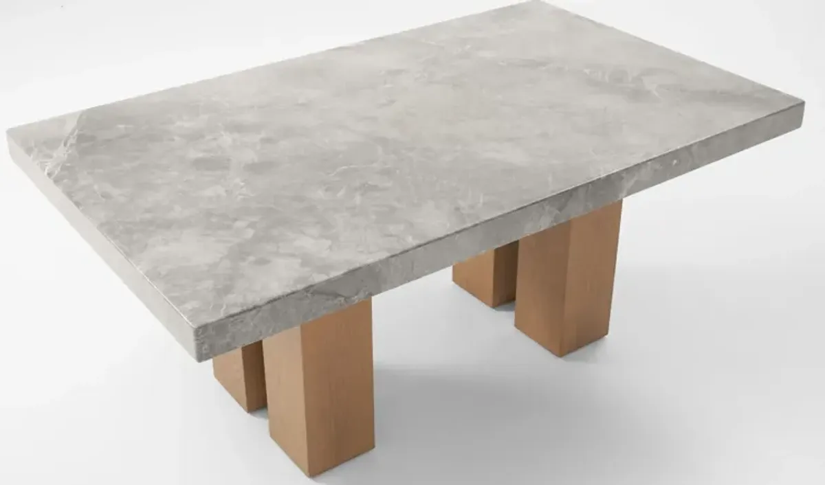 Artemis Marble Dining Table - Gray Marble/Natural