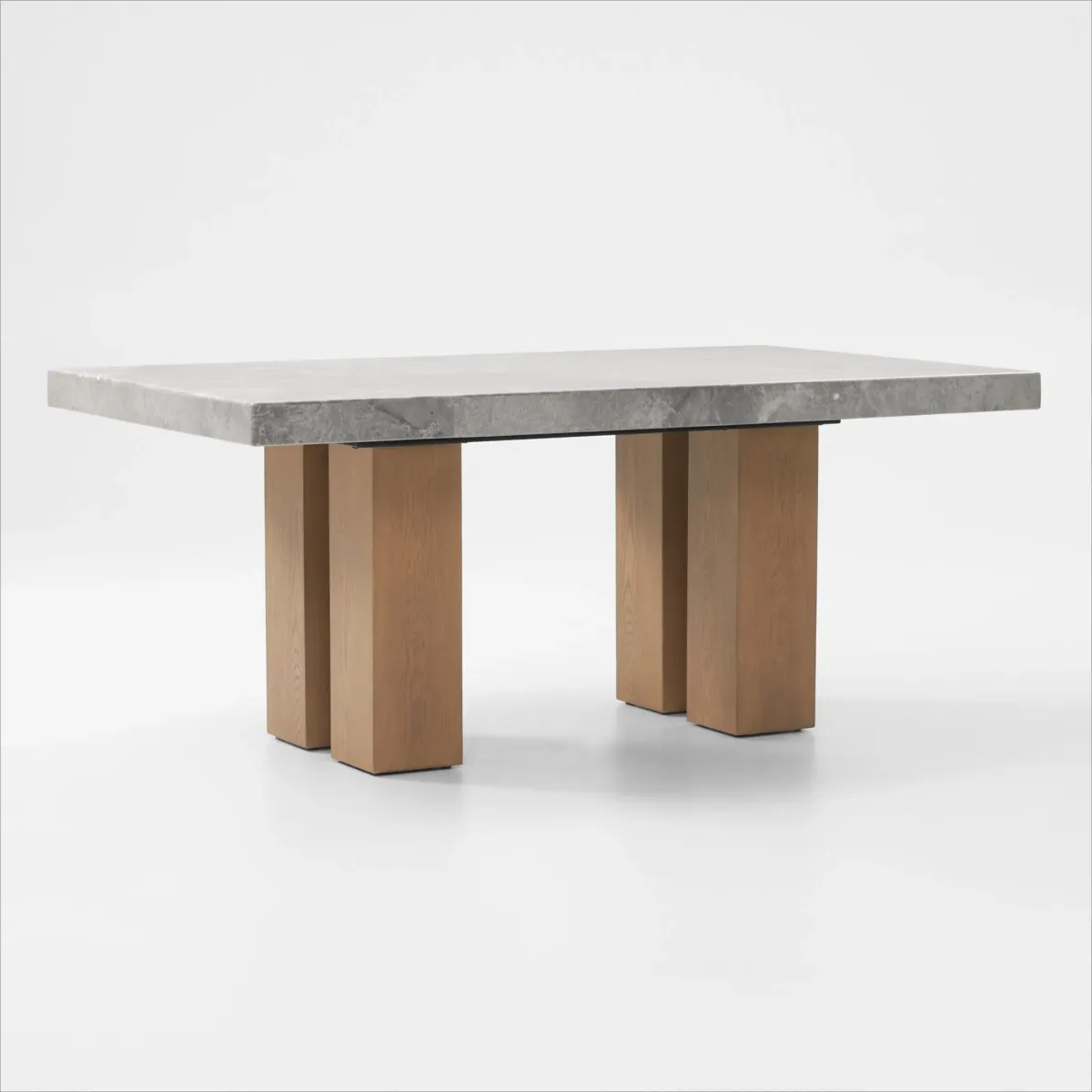 Artemis Marble Dining Table and 4 Upholstered Dining Chairs - Gray Marble/Brown/Natural Legs
