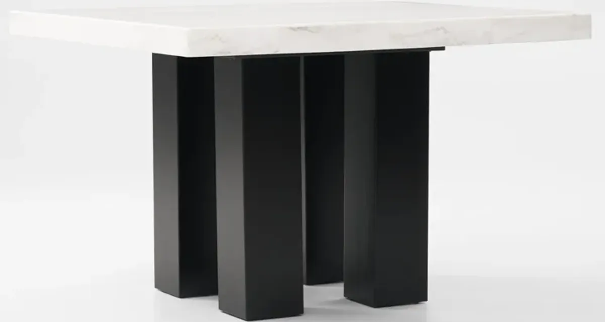 Artemis Marble Counter-Height Dining Table and 4 Upholstered Stools - White Marble/Black