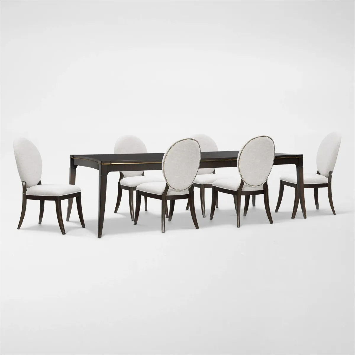 Manhattan Rectangular Dining Table with 6 Oval-Back Side Chairs