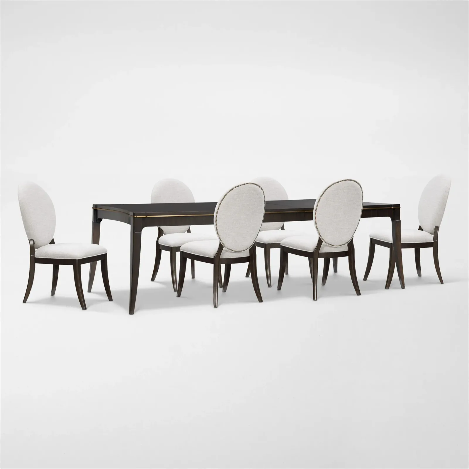 Manhattan Rectangular Dining Table with 6 Oval-Back Side Chairs