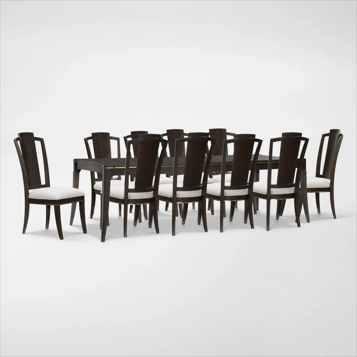 Manhattan Rectangular Dining Table with 10 Splat-Back Side Chairs