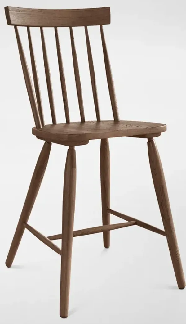 Hayward Solid Wood Windsor-Back Counter-Height Stool - Brown