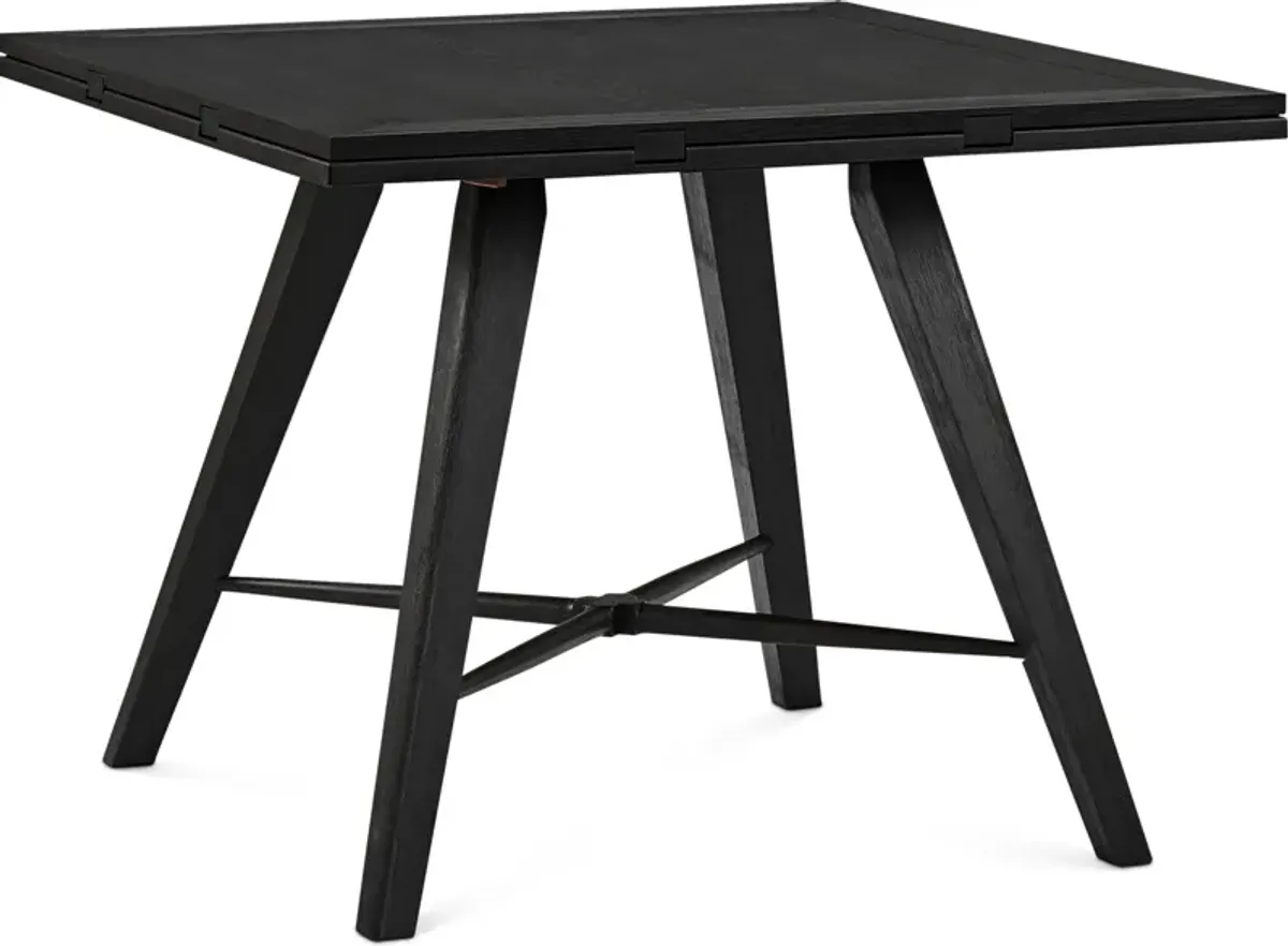 Hayward Solid Wood Convertible Counter-Height Dining Table & 6 Windsor-Back Stools - Black
