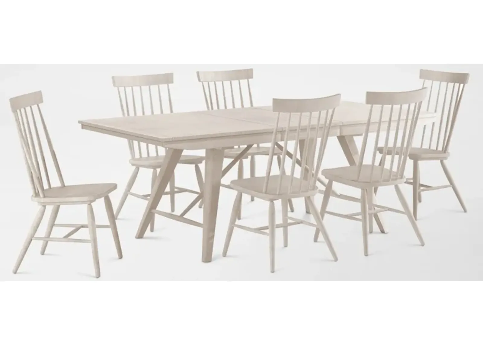 Hayward Large Extendable Dining Table & 6 Windsor-Back Chairs - White