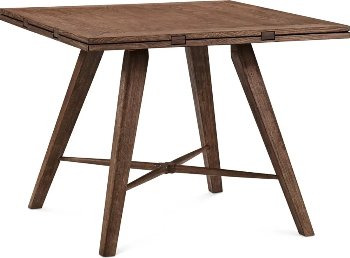 Hayward Solid Wood Convertible Counter-Height Dining Table & 6 Windsor-Back Stools - Brown