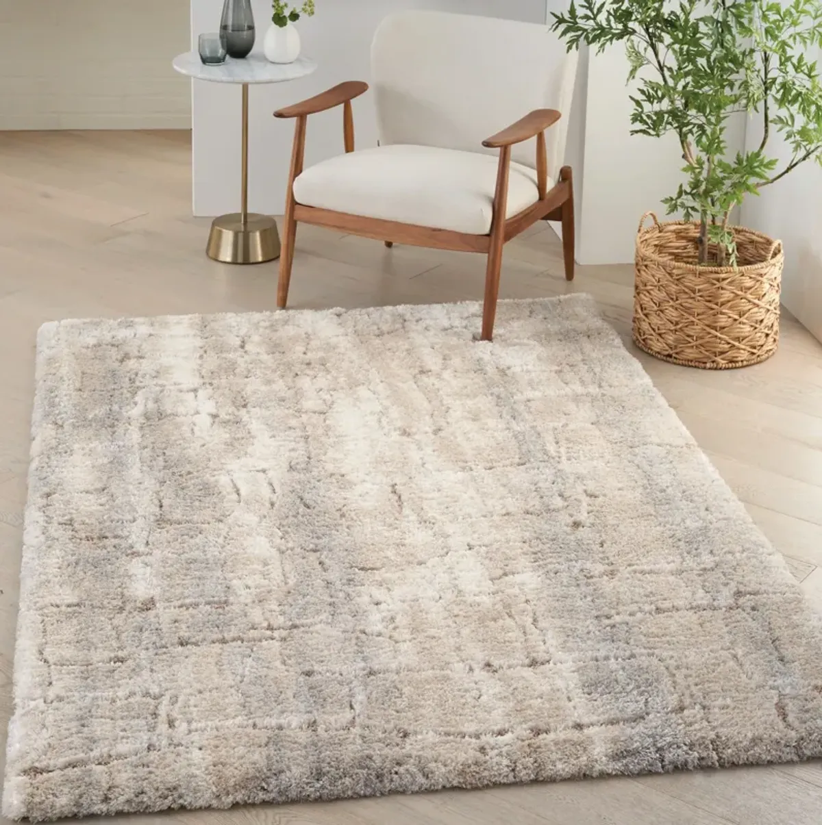 Lana Shag 5' x 7' Area Rug - Ivory/Beige