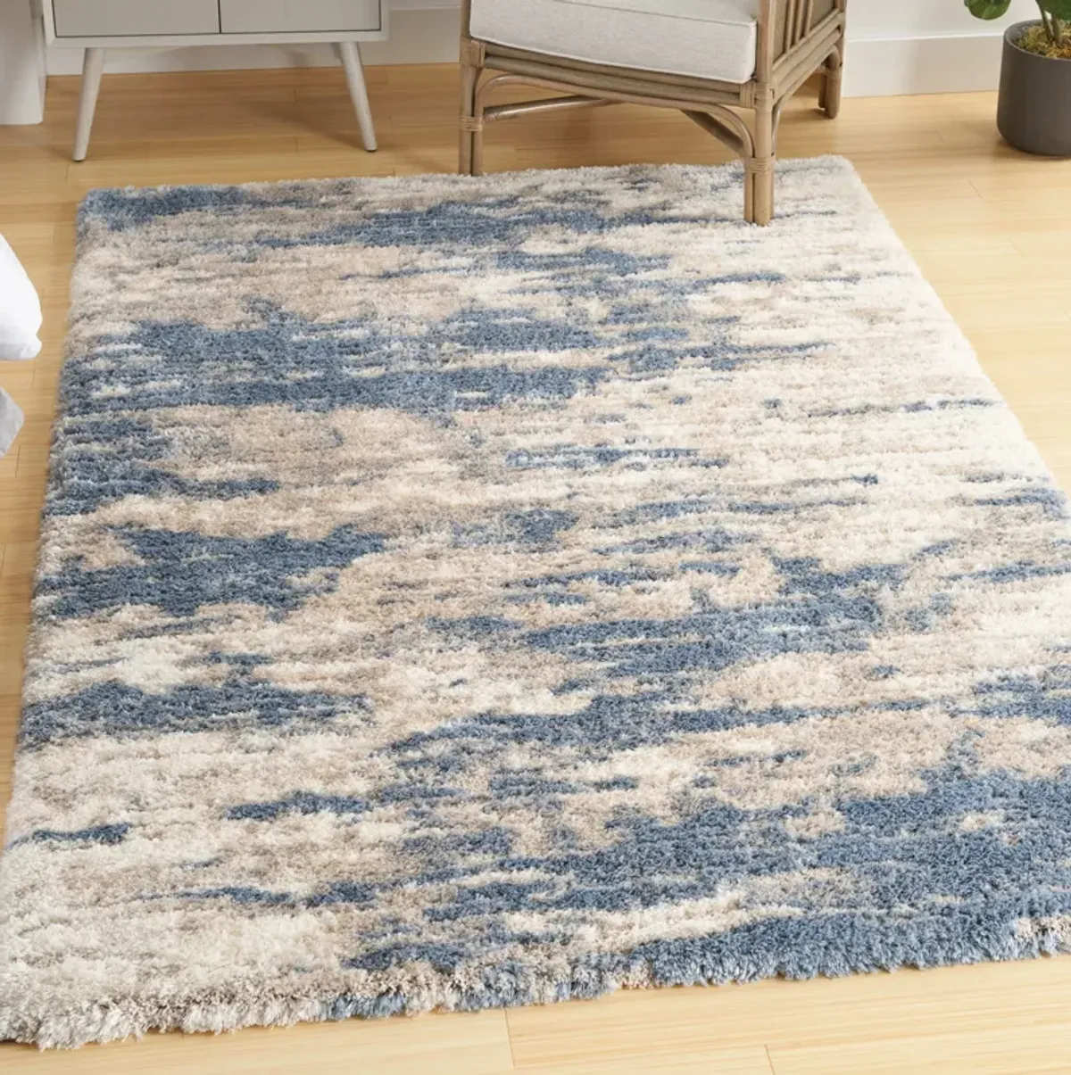 Lana Shag 4' x 6' Area Rug - Blue/Gray