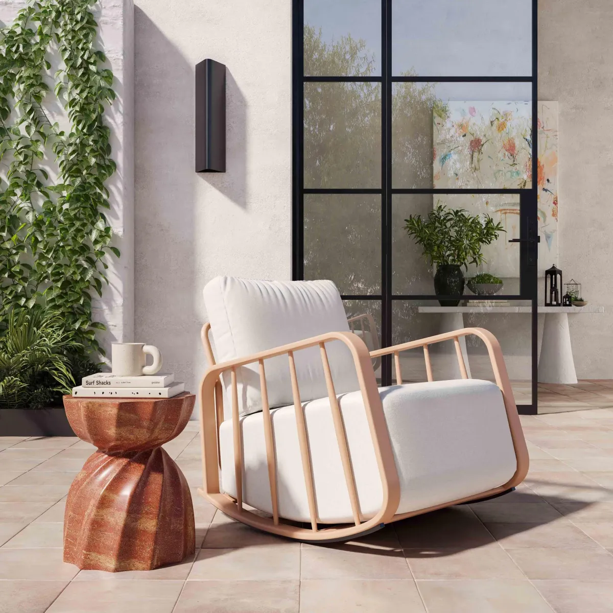 Las Cruces Indoor/Outdoor Concrete Stool - Red