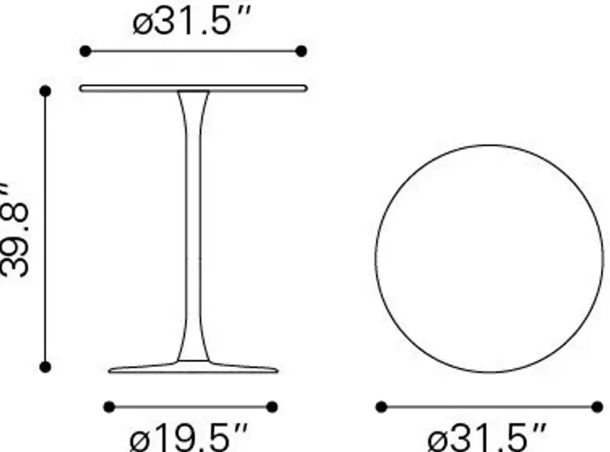 Pinellas Outdoor Round Bar Table - White