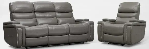 Jackson Triple-Power Reclining Sofa and Recliner Set - Gray