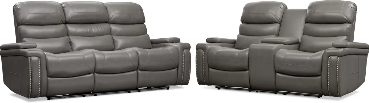 Jackson Triple-Power Reclining Sofa and Loveseat Set - Gray