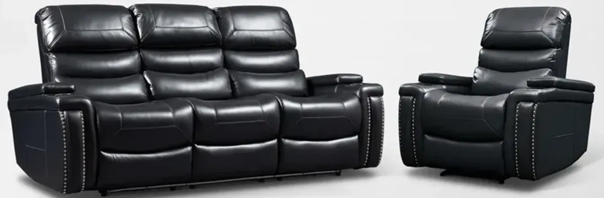 Jackson Triple-Power Reclining Sofa and Recliner Set - Black