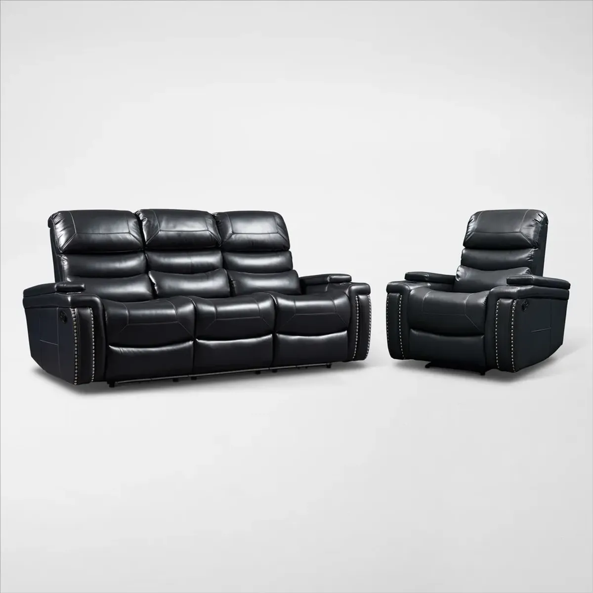 Jackson Manual Reclining Sofa and Recliner Set - Black