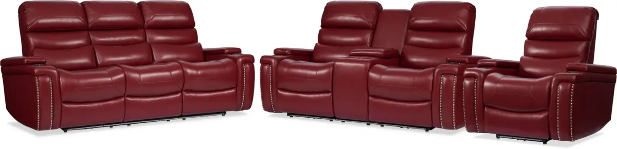 Jackson Triple-Power Reclining Sofa, Loveseat and Recliner - Red