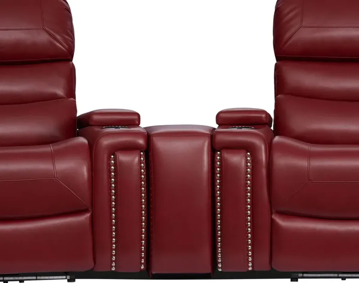 Jackson 5-Piece Triple-Power Reclining Home Theater Sectional - Red