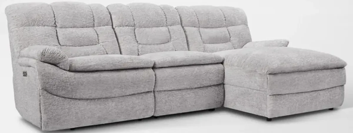 Big Softie 3-Piece Dual-Power Reclining Sectional w/ Right-Facing Chaise & 2 Reclining Seats - Gray