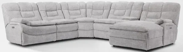 Big Softie 6-Piece Dual-Power Reclining Sectional w/ Right-Facing Chaise & 2 Reclining Seats - Gray