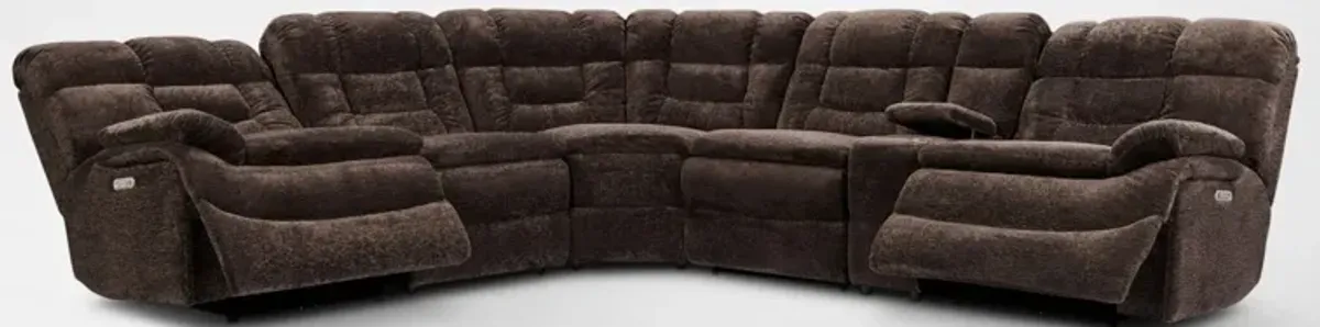 Big Softie 6-Piece Dual-Power Reclining Sectional with 2 Reclining Seats - Chocolate