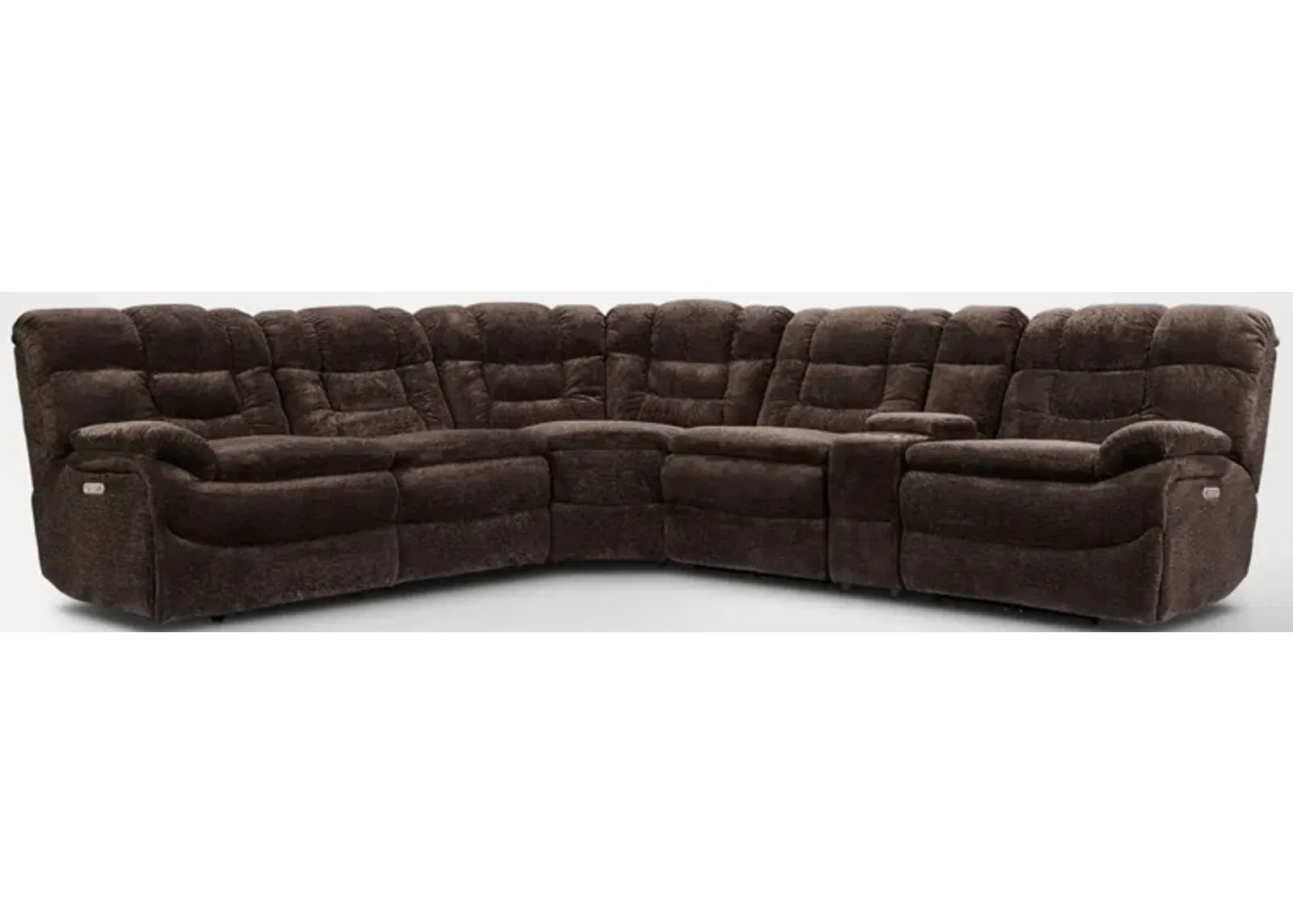 Big Softie 6-Piece Dual-Power Reclining Sectional with 2 Reclining Seats - Chocolate