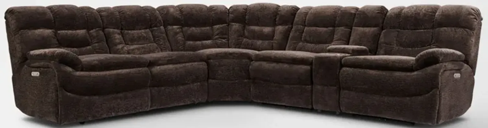 Big Softie 6-Piece Dual-Power Reclining Sectional with 3 Reclining Seats - Chocolate