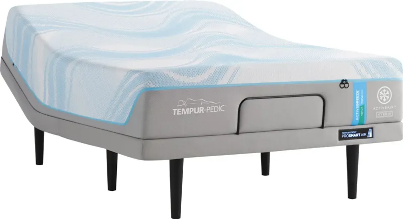 TEMPUR-ActiveBreeze® Med. Hybrid Queen Mattress & TEMPUR-Ergo® ProSmart® Air Adjustable Base