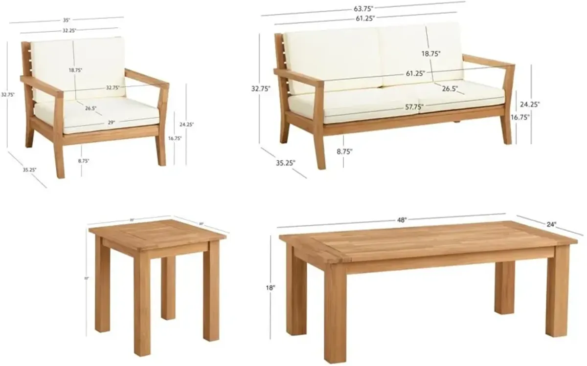 Long Beach Outdoor Loveseat, 2 Lounge Chairs, End and Coffee Table Set