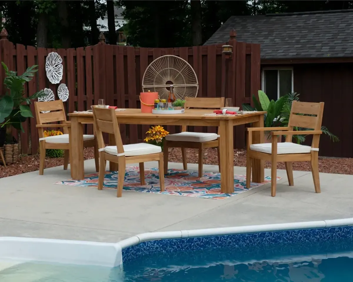 Long Beach Outdoor Dining Table and 4 Dining Chairs