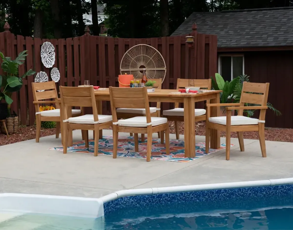 Long Beach Outdoor Dining Table, 2 Dining Armchairs and 4 Dining Chairs