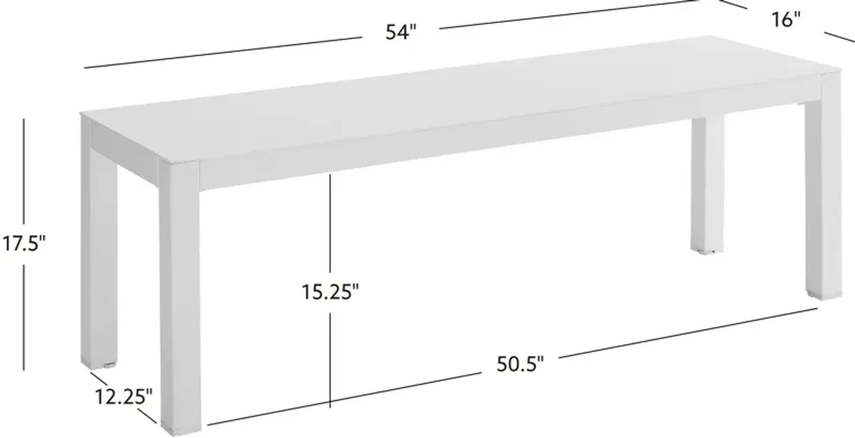 South Hampton Outdoor Dining Bench - White