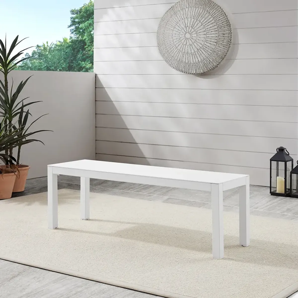 South Hampton Outdoor Dining Bench - White