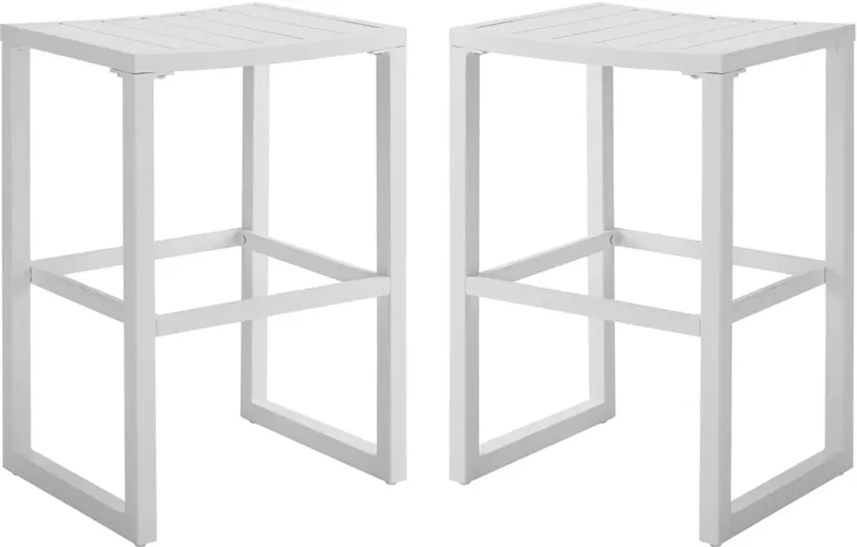 South Hampton Set of 2 Outdoor Bar Stools - White