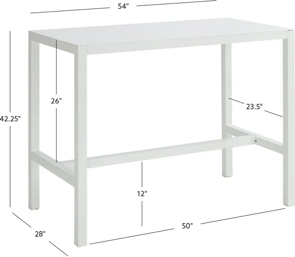 South Hampton Outdoor Bar Table - White