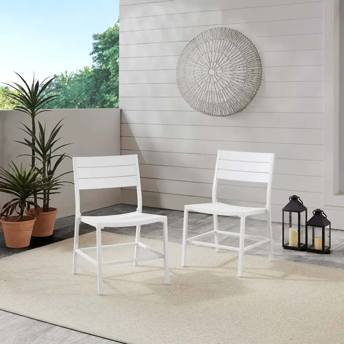 South Hampton Set of 2 Outdoor Dining Chairs - White