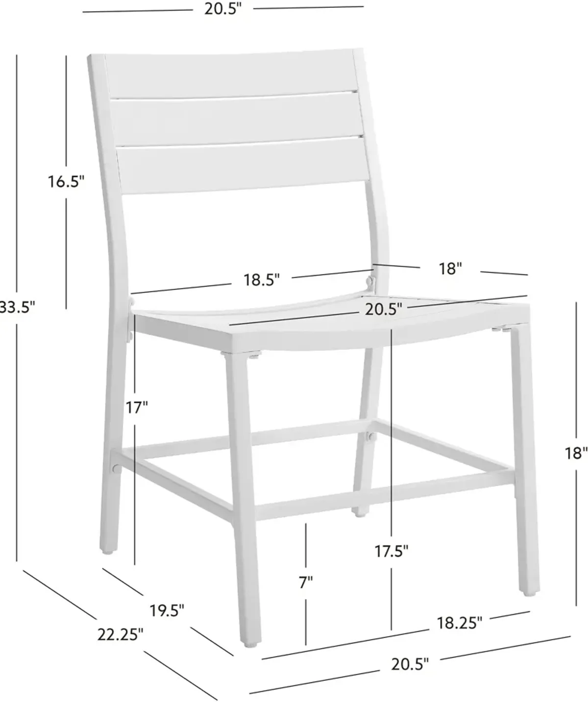 South Hampton Set of 2 Outdoor Dining Chairs - White