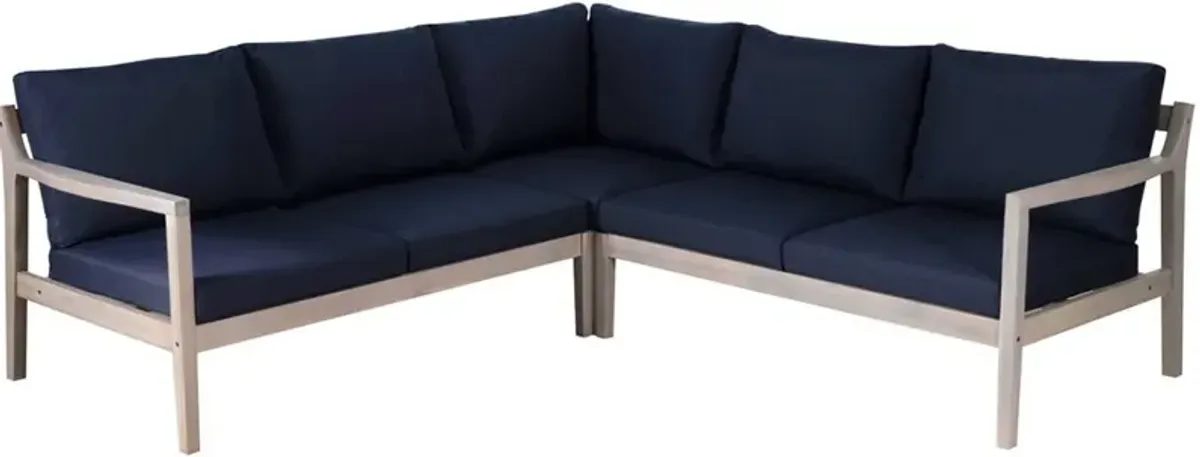 Annotto Bay 3-Piece Outdoor Sectional - Blue/Natural