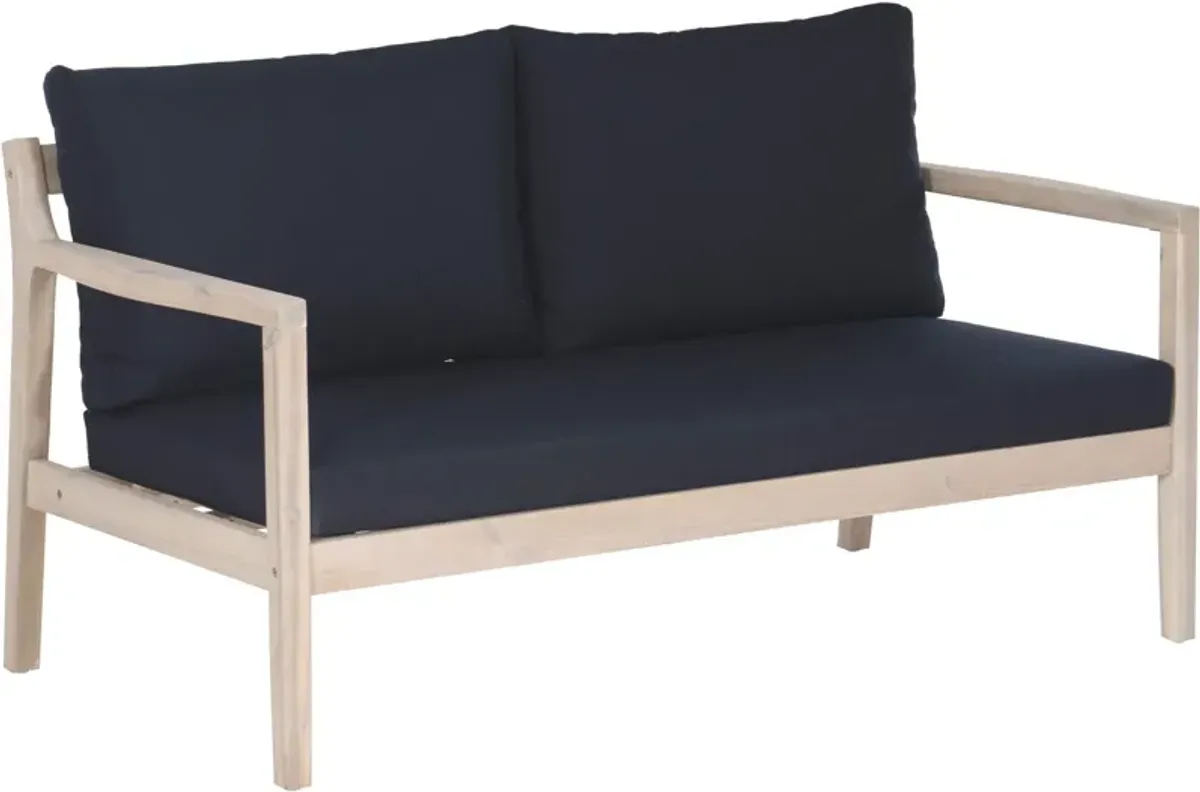 Annotto Bay Outdoor Sofa, 2 Lounge Chairs, Side and Coffee Table Set - Blue/Natural