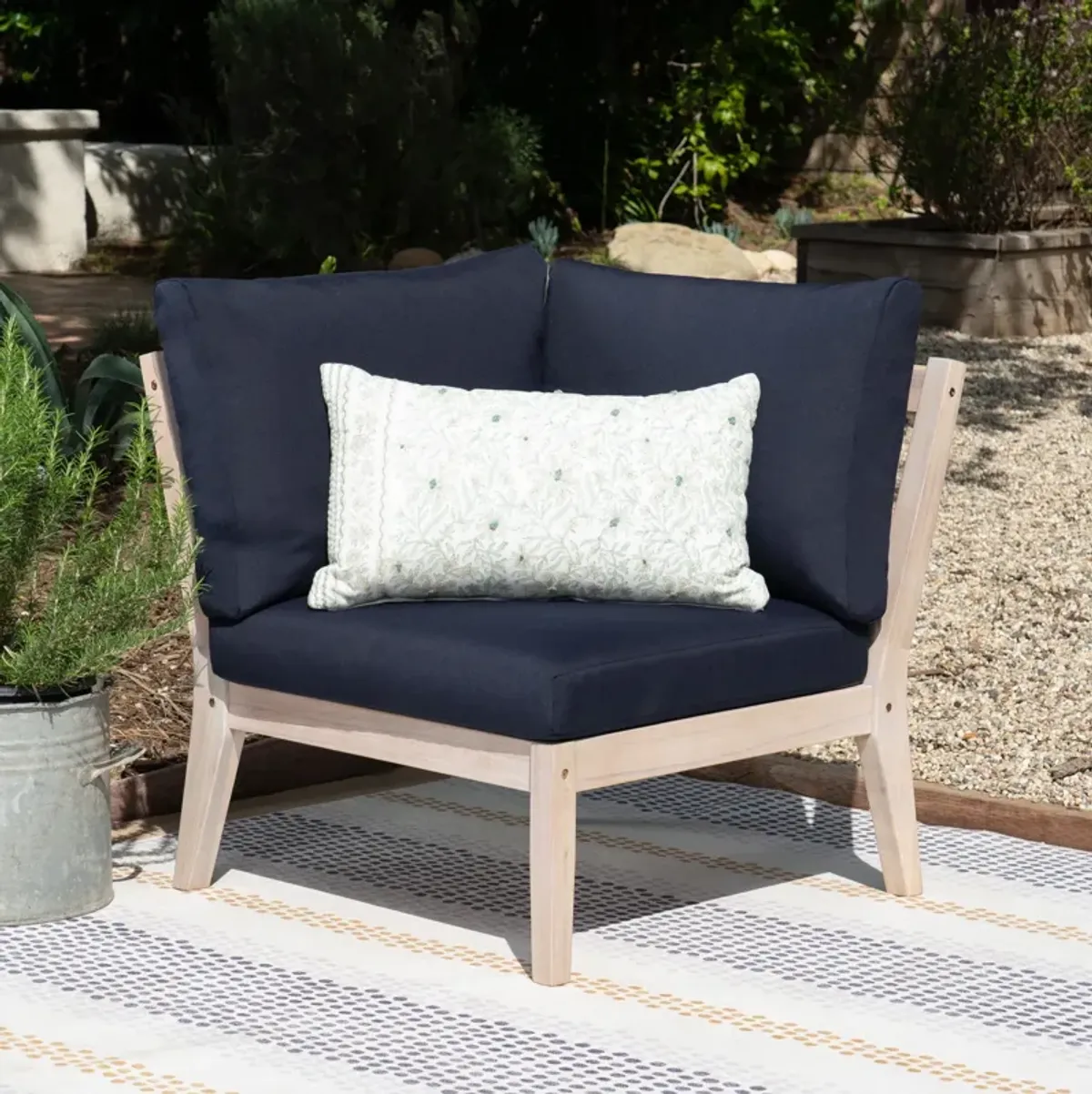 Annotto Bay Outdoor Corner Chair - Blue/Natural