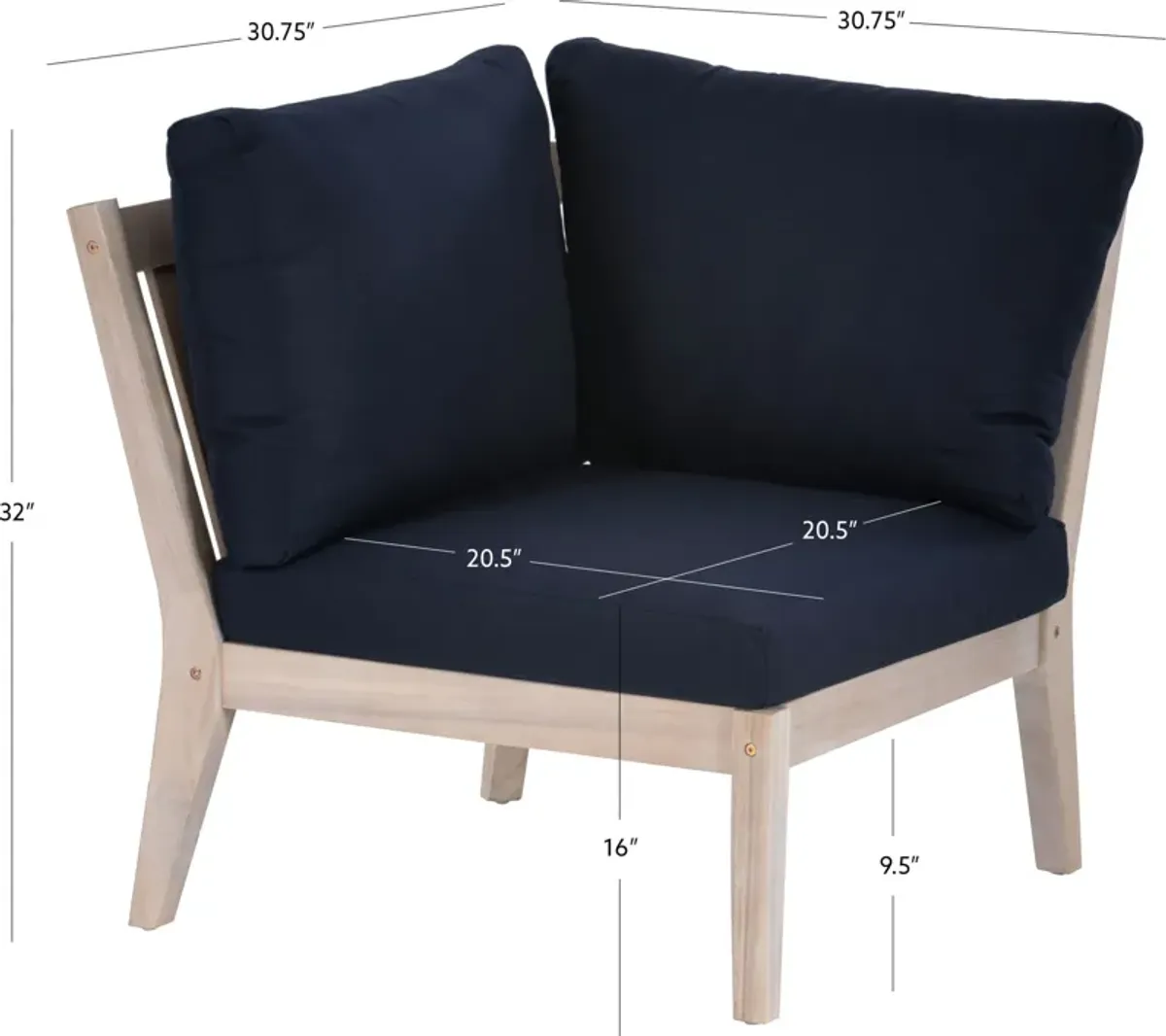 Annotto Bay Outdoor Corner Chair - Blue/Natural